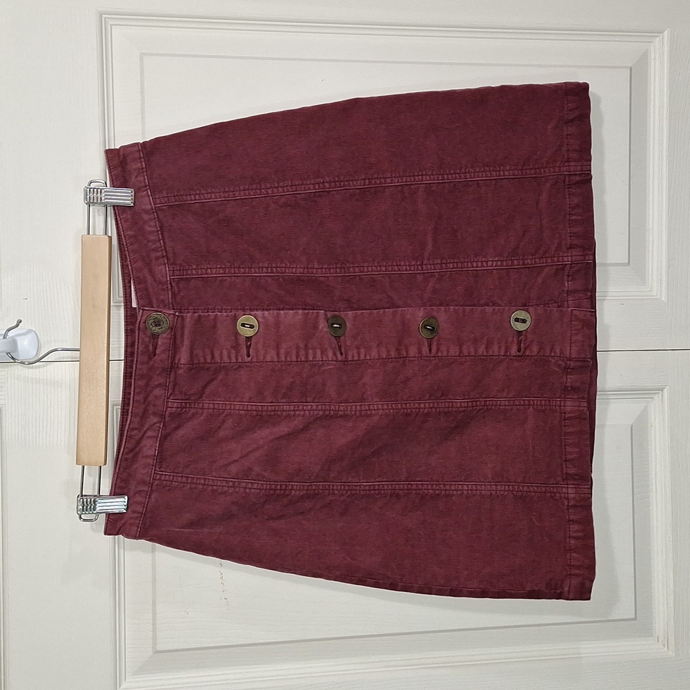 Pilcro and the Letterpress corduroy button-up a line mini skirt - 8 - dark red